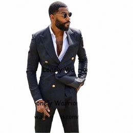 fi Black Mens Suits Slim Fit Double Breasted Busin Blazer Wedding Groom Tuxedo 2 Piece Set Terno Masculino Jacket Pants O3cD#