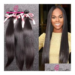 Hair Wefts Greatremy 9A Malaysian Virgin Weave Weft Natural Colour Bleachable Human Extensions Unprocessed Straight 3Pcs Lot Drop Deliv Otnre