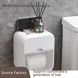 Holders Wallmounted tissue box roll paper face towel toilet paper box wavy pattern light luxury punchfree bathroom toilet