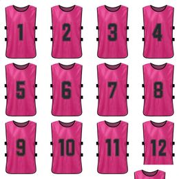 Other Sporting Goods 12 Pc Adts Soccer Pinnies Football Team Jerseys Youth Sports Scrimmage Training Numbered Bibs Practise Vest Drop Dhlpn