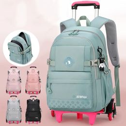 Children School Backpack with Wheels Kids Trolley School Bag for Teenagers Girls Rolling Backpack Students Schoolbag Travel Bags 240314