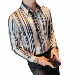 new Men's Lg-sleeved Striped Shirt High Quality Men's Shirt Light Luxury Busin Dr Shirt Chemise Homme Formal Wear 4XL-M c3dn#