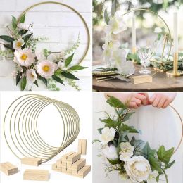 Wreaths 10pc Metal Floral Hoop Garland Table Decoration for Wedding Centrepieces Wood Card Holders Metal Wreath Flower Garland Home Deco