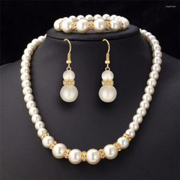 Necklace Earrings Set ABS Imitation Pearl Bracelet Three-piece Jewellery