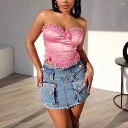 Skirts Summer Streetwear Women Bodycon Skirt Slim Spliced Multiple Pockets Zippers Denim Mini 2024 Spring Fashion