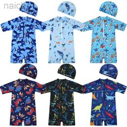 One-Pieces 1-8 Years Kids Toddler Boy Swimwear Summer One-Piece Swimsuit Printed Zipper Comfort Swimsuit With Hat Infant Baby Swimwear 24327