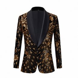 black Shiny Gold Sequin Glitter Embellished Blazer Jacket Nightclub Prom Suit Red Men Costume Homme Stage Clothes For Singers j4Lj#