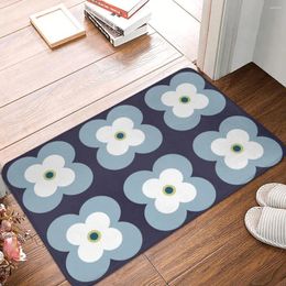 Carpets Mod Blossoms - Navy And French Blue Doormat Rug Carpet Mat Footpad Polyester Non-slip Durable Front Room Corridor Kitchen Toilet