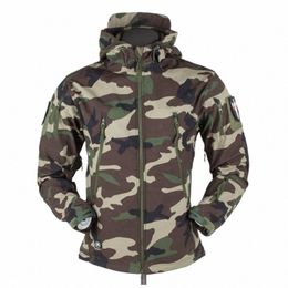 tactical Military Camoue Softshell Jacket Men Winter Warm Fleece Coat Shark Skin Waterproof Windbreaker Army Hunting Clothes 03kt#