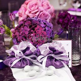 Gift Wrap 12PCS 2Colors Satin Bags Wedding Favors Chocolate Package Party Holder Candy Sweet Pouch Ideas