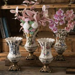 Vases Ceramic Flowers Vase Flower Arranger Bottles Home Decoration Creative European Tall Retro Ice Crack Plant Container