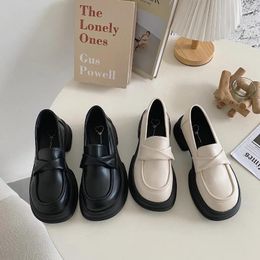 Dress Shoes A Foot Loafer Platform Women's High Heels 2024 Autumn Casual British Style Small Leather