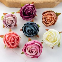 Decorative Flowers 100 Pieces Of Artificial Flower Silk Rose Bud Home Decoration Diy Candy Box Wedding Background Wall Garden Arch Christmas