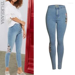 Women's Jeans Women Open Spring Fashion Embroidery Slim High Waist Show Thin Lifting Hip Small Leg Pants