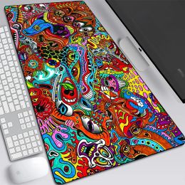 Pads Trippy Psychedelic Weed Large Gaming Mouse Pad Computer Laptop Mousepad Keyboard Pad Desk Mat PC Gamer Mouse Mat Office Mausepad