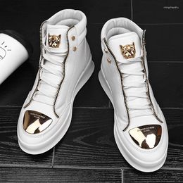 Casual Shoes 2024 Fashion Skateboard Leopard Platform Shoe Sport Training Men's Ankle Boots High Top Men Sneakers