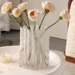 Films Frosted Widemouth Vase Glass Vase Decoration White Simple