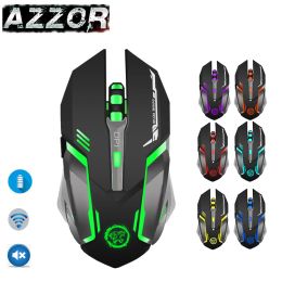 Mice AZZOR Gaming Mouse 7color Backlight Breath Rechargeable Wireless Comfort Gamer Mice for Computer Desktop Laptop NoteBook PC