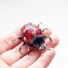 Brooches Ladybugs Enamel Pin Vintage Rhinestone Insect Brooch JewelryMetal For Women Men Banquet Party Clothes Pins Pines