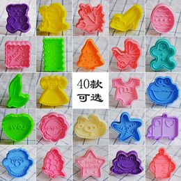 Baking Moulds 4pcs Cute Plastic Cupcake Cookie Cutter Cake Press Mould Biscuit Fondant DIY Kitchen Cooking Tools