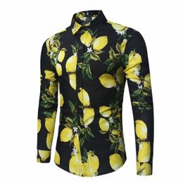 mens Fruit Lem Dr Shirts 2024 Brand New Slim Fit Lg Sleeve Shirt Men Casual Butt Down Party Social Chemise Homme N9dp#