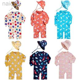 One-Pieces Baby Girls Swimwears Kids 1-7y Long Sleeve Sunscreen Floral Toddler Swimming Swimsuit One Piece Bathing Suit Casual Hot Clothes 24327