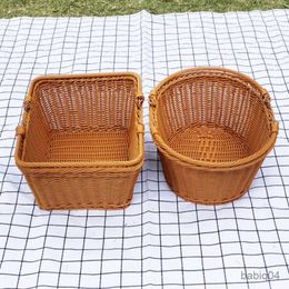 Storage Baskets Home Shopping Basket Grocery Basket Hand Flower Basket Woven Bag Picnic Basket Pet Imitation Rattan Gift Basket
