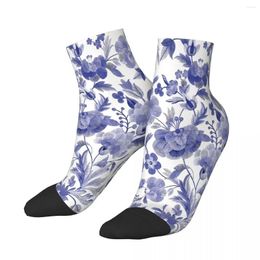 Men's Socks Fabulous Blue And White Asian Style Floral Japanese Ankle Male Mens Women Autumn Stockings Harajuku