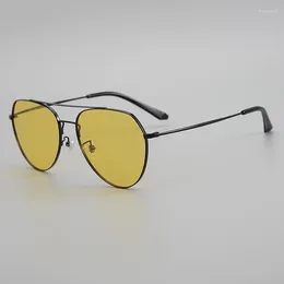 Sunglasses Fashion Men's Alloy Night Vision Yellow For Driving Fishing Hiking Polarized Original Ladies Sun Shades Glasses UV400