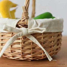 Storage Baskets Willow Woven Flower Basket Hand Woven Fashion Fruit Vegetable Basket Photography Props Home Decoroation