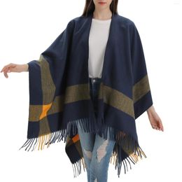 Scarves Women's Striped Print Shawl Scarve Fashionable Warm Soft Cardigans Scarf Autumn Winter Double Thickened Cashmere
