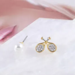 Stud Earrings European And American Fashion Sports Series Gem Tennis Racket Pearl Asymmetrical Ladies