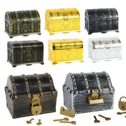 Bins Pirate Theme Treasure Chest Pirate Treasure Box Storage Gold Coins Gems Jewelry Box Prop for Halloween Party Favor Birthday Gift