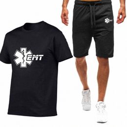 emt Paramedic Emergency Medical 2022 Men's New Summer Fi Tracksuits Casual Short Sleeves Print T-shirt+Pants Two Piece Suit h8mh#