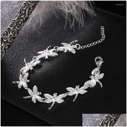 Charm Bracelets Eight Dragonfly Womens Hand Fashion Sier Colour Girls Lucky Fine Jewellery Wholesale Trendy Woman 2023 Gifts Drop Delive Dh5Ts