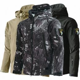 military Shark Skin Soft Shell Jackets Men Tactical Windproof Waterproof jacket men Army Combat Jackets Mens Hooded Bomber Coats J7J9#