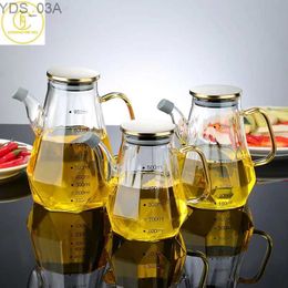 Storage Bottles Jars 500/700/900ml Home Creative Glass Diamond Oil Bottle with Scale and Handle Kitchen Soy Sauce Vinegar Condiment Storage Container 240327