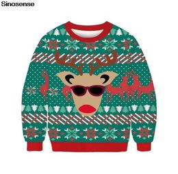 Reindeer Ugly Christmas Sweater 3D Funny Xmas Sweatshirt Men Women Autumn Winter Clothing Tops Pullover Christmas Jumpers9392497
