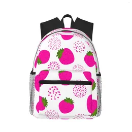 Backpack Cute Strawberry Large Capacity School Notebook Fashion Waterproof Adjustable Travel Sports