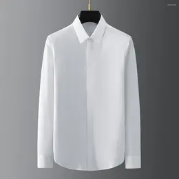 Men's Casual Shirts High End Versatile Classic Trend Simple Black And White Non Ironing Slim Fitting Long Sleeved Shirt