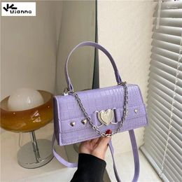 Shoulder Bags Vianna Love Rivet Designer Handbags For Women 2024 Crocodile Pattern Chains Crossbody Bag Female Fashion Pu Totes