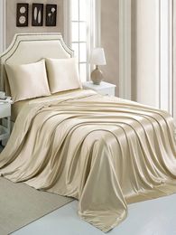 J luxury satin silk Linens double bed sheet bed line Queen King bed sheet solid color Bed cover Bedspread on the bed 240322