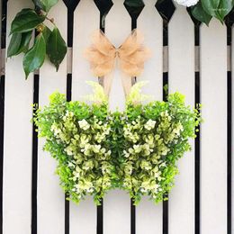 Decorative Flowers Artificial Wildflower Wreath Easter Spring Front Door Butterfly Summer Floral Garland Background Wall Decor