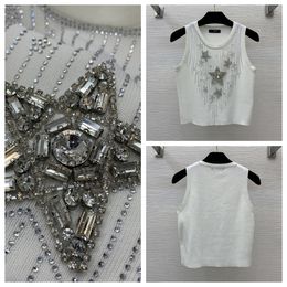 Women's Tank Top Designer Knitted Summer Breathable Diamond Tassel Sleeveless Shirt