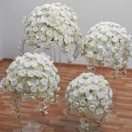 No the stand)Wedding Table Centrepiece Ball White Rose Orchid Hydrangea Flower Arrangement Party Road Lead Props Window Display