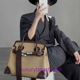 10A top quality bag women purse Designer Tote Hremms Birkks Bags Small and high end texture large capacity handbag 2024 new contrasting canvas With Real Logo