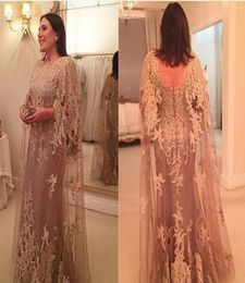 Vintage Champagne Mother of the Bride Dresses Lace with Wrap Formal Groom Godmother Evening Wedding Party Guests Gowns Plus Size8023482