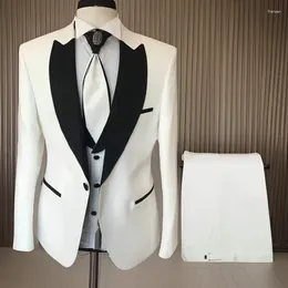 Men's Suits Formal Groom Tuxedo For Wedding Slim Fit Men Prom Fashion Peaked Lapel Blazer 3 Pcs Male (Jacket Pants Vest) 2024