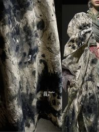 Pano de linho de algodão tingido irregularmente novo estilo chinês tecido de designer de moda antigo
