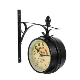 Wall Clocks Number Clock Decor Wooden Digital Alarm Iron Decoration Pendant